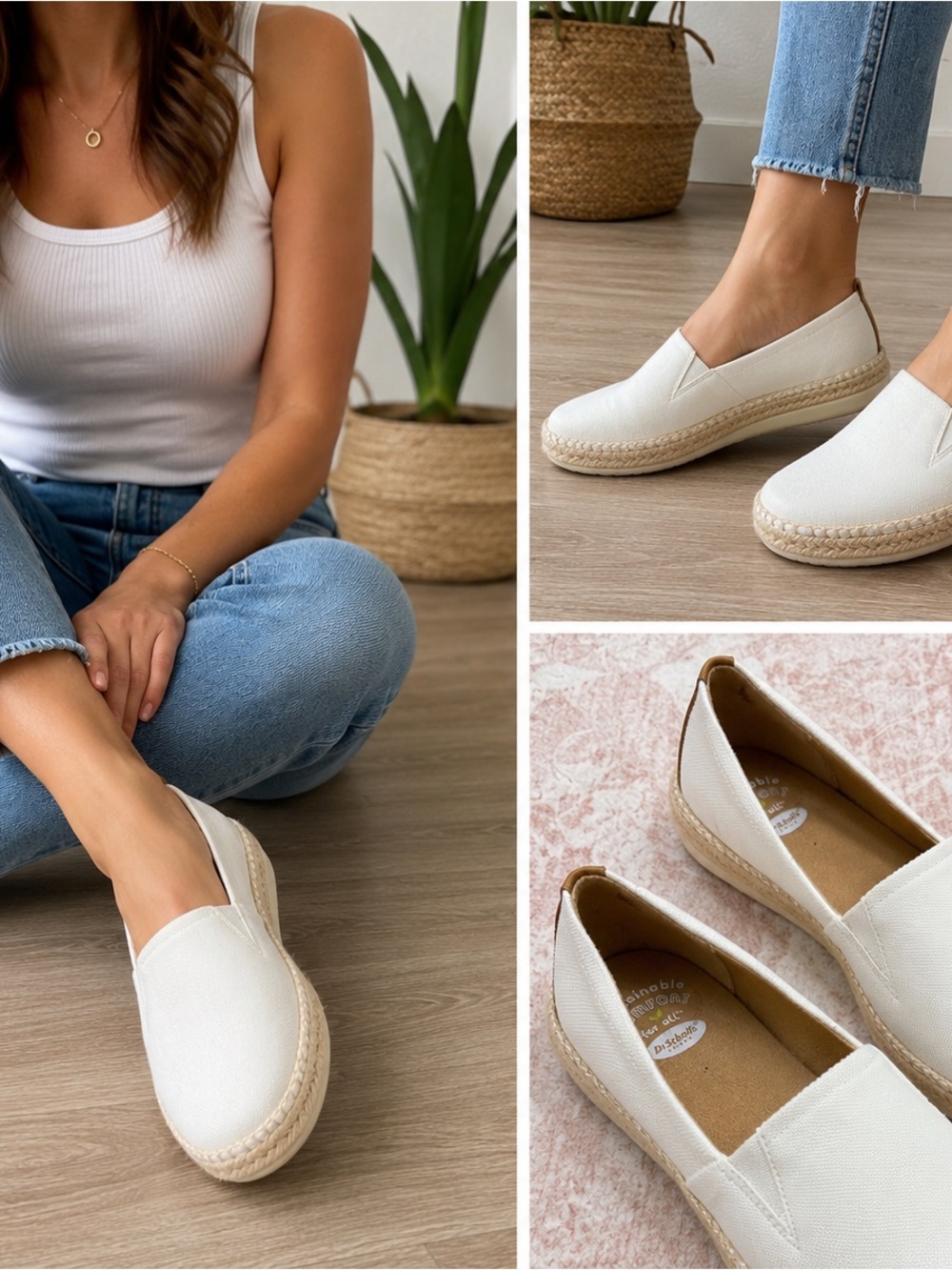 Dr. Scholl’s White Canvas Espadrille Slip-On Flats Women’s 9 Comfort Casual Shoe